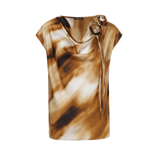 Ladies Fashion Polyester Sleeveless Top with Neck Decoration ODM