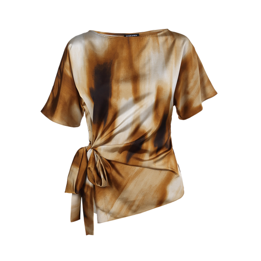 Ladies Fashion Polyester Short Sleeves Side Tie Top ODM