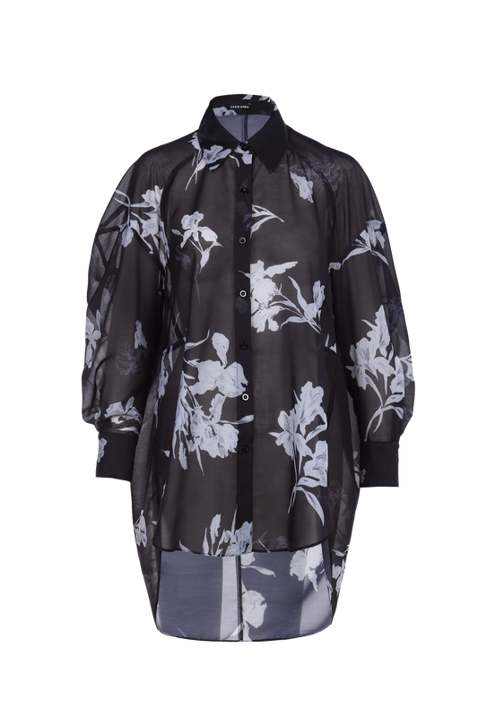 Ladies Fashion Polyester Floral Printed Collar Shirt with Buttons ODM