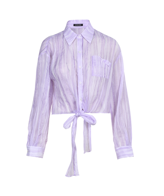 Ladies Fashion Polyester Long Sleeve Blouse with Tie ODM