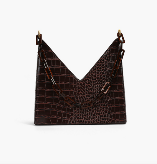 Unique V-Shape Vintage Shoulder Bag 復古鱷魚紋V形腋下包