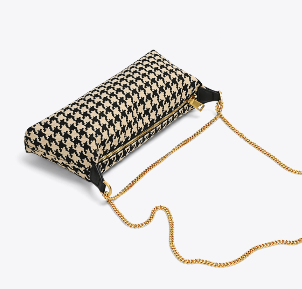 Bird Checker Shoulder Bag 金色鏈子千鳥格布袋