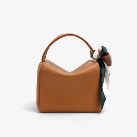 Square Handbag with Scarf 絲巾裝飾方型手提包