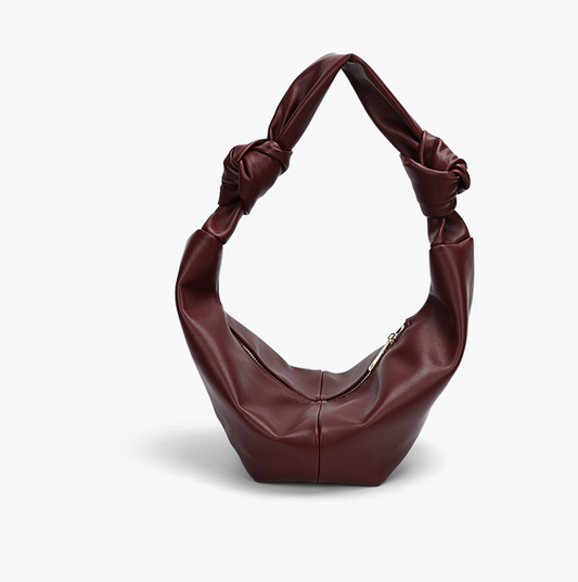 Shoulder Bag with Knot Strap 復古打結月牙軟皮單肩手提包