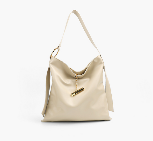 Clean Shopper Bag with decoration 簡約時尚軟皮包