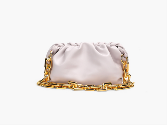 Golden Chain Cloud Shoulder Bag 時尚大金扣鏈帶單肩包