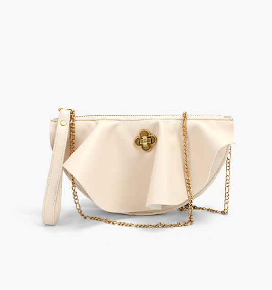 Diamond Print with Chain Crossbody Bag 荷葉邊裝飾金鏈帶斜背包