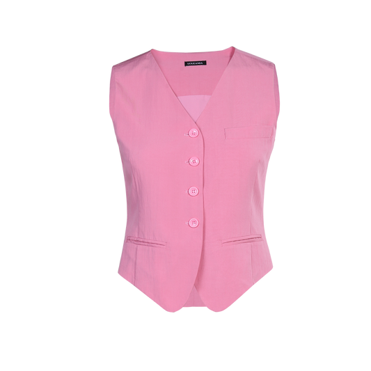 Ladies Fashion Cotton V Neck Vest with Buttons ODM